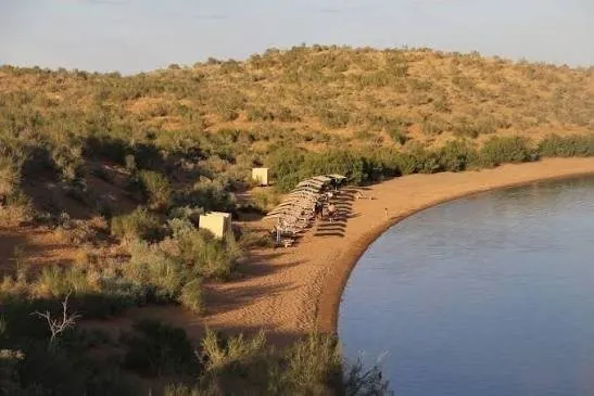 A sandy beach on Aydarkul Lake in the Kyzylkum desert